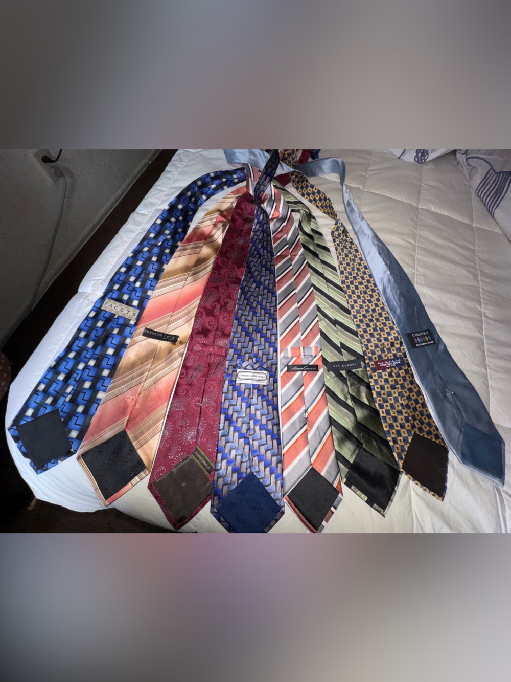 Assorted Men's Silk Ties - Blue, Red, Green, Gold Patterned Set